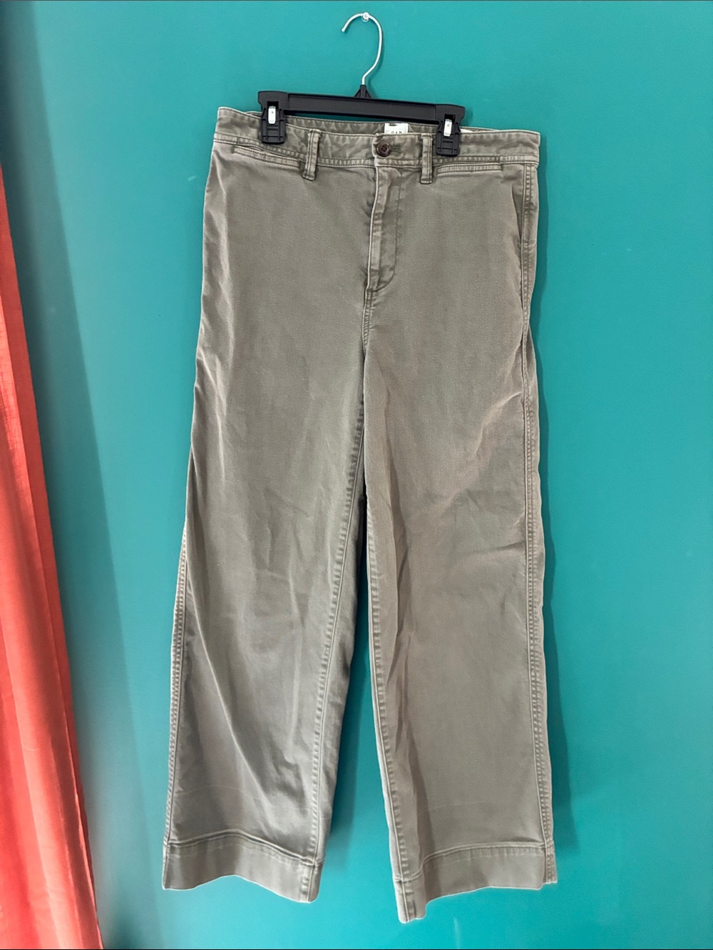 GAP Womens Wide Leg Olive Green Chinos